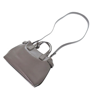 美品 バーバリー ソフトバナー 8006617 エナメル セピアグレー 2wayハンドバッグ 1390【中古】BURBERRY