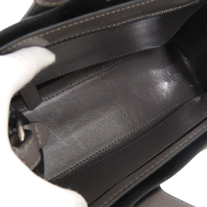 美品 バーバリー ソフトバナー 8006617 エナメル セピアグレー 2wayハンドバッグ 1390【中古】BURBERRY