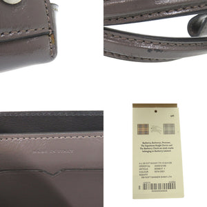 美品 バーバリー ソフトバナー 8006617 エナメル セピアグレー 2wayハンドバッグ 1390【中古】BURBERRY