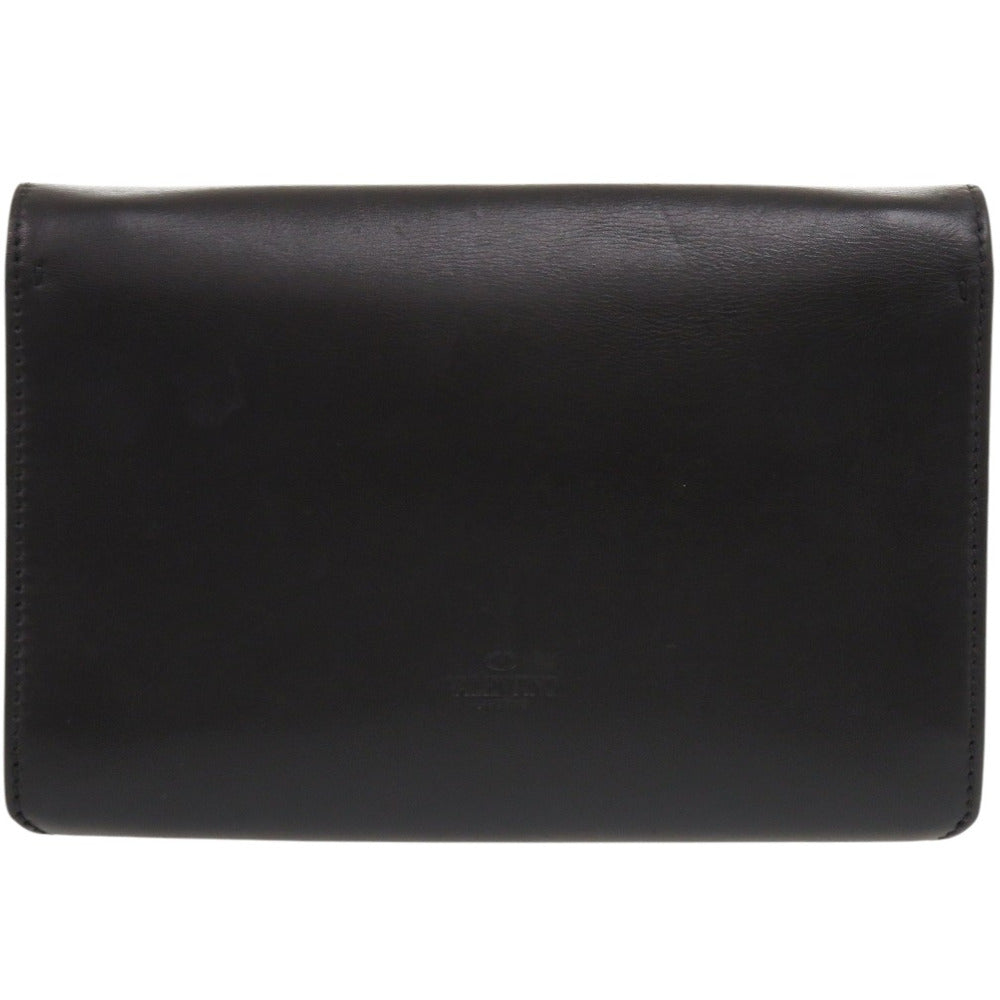 ヴァレンティノ ガラヴァーニ チェーンショルダー レザー ブラック ショルダーバッグ 黒 1403【中古】Valentino Garavani