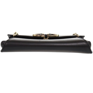 ヴァレンティノ ガラヴァーニ チェーンショルダー レザー ブラック ショルダーバッグ 黒 1403【中古】Valentino Garavani