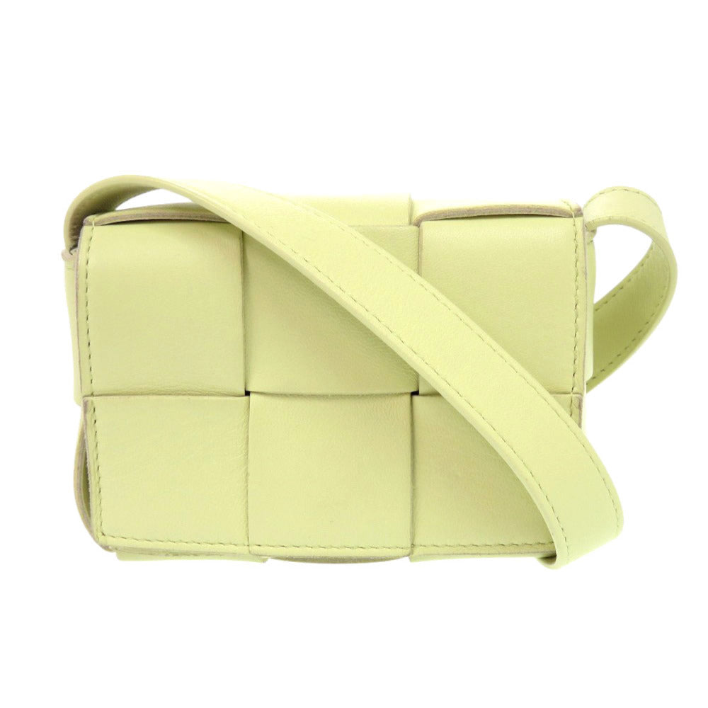 美品 ボッテガヴェネタ キャンディ カセット マキシイントレチャート レザー ライトグリーン ショルダーバッグ 1408【中古】BOTTEGAVENETA