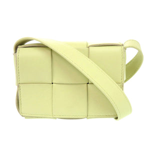 美品 ボッテガヴェネタ キャンディ カセット マキシイントレチャート レザー ライトグリーン ショルダーバッグ 1408【中古】BOTTEGAVENETA