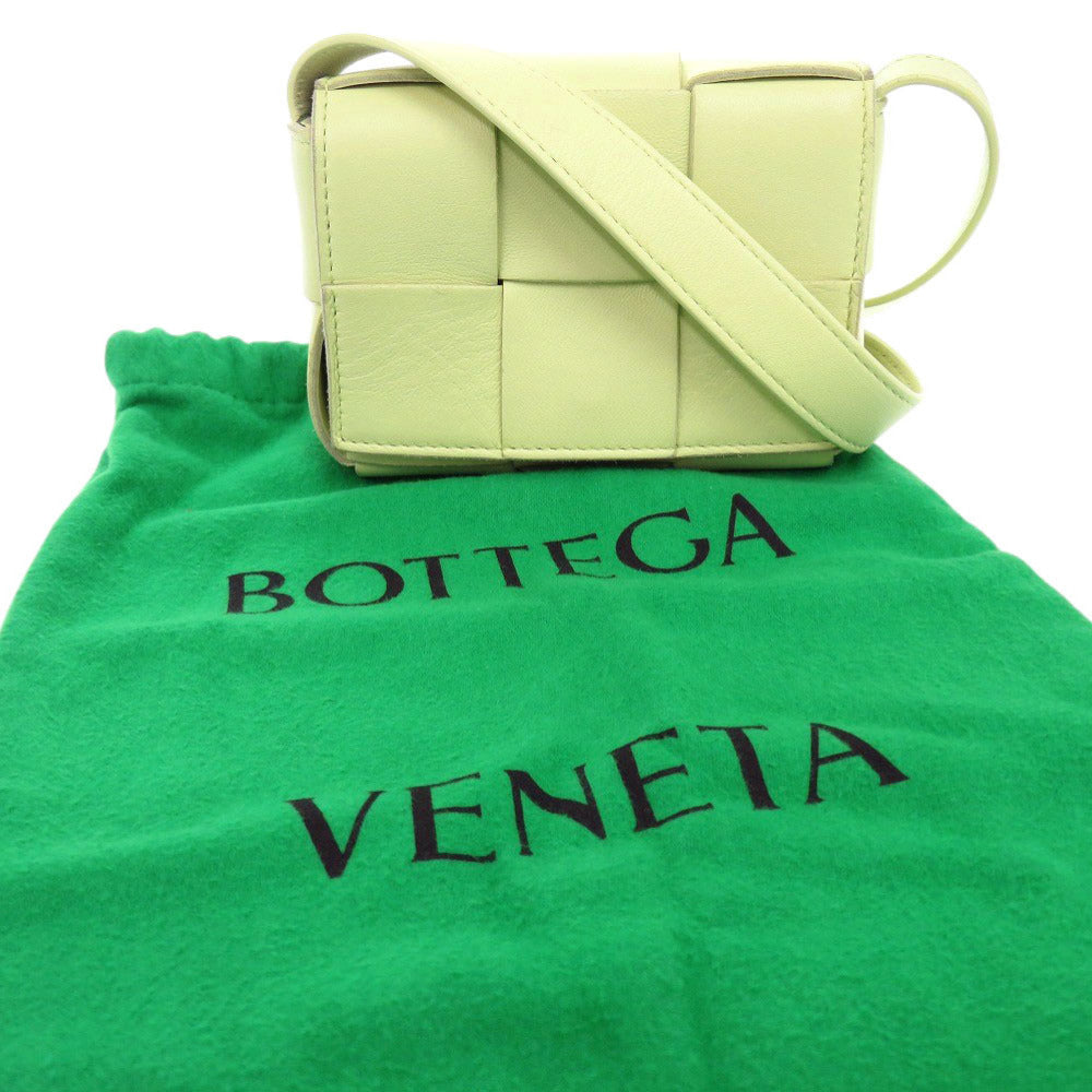 美品 ボッテガヴェネタ キャンディ カセット マキシイントレチャート レザー ライトグリーン ショルダーバッグ 1408【中古】BOTTEGAVENETA