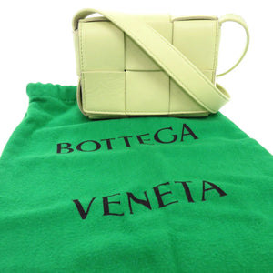 美品 ボッテガヴェネタ キャンディ カセット マキシイントレチャート レザー ライトグリーン ショルダーバッグ 1408【中古】BOTTEGAVENETA