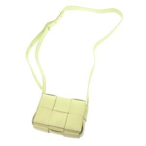 美品 ボッテガヴェネタ キャンディ カセット マキシイントレチャート レザー ライトグリーン ショルダーバッグ 1408【中古】BOTTEGAVENETA