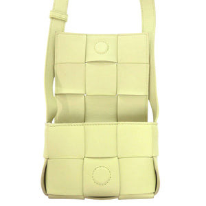 美品 ボッテガヴェネタ キャンディ カセット マキシイントレチャート レザー ライトグリーン ショルダーバッグ 1408【中古】BOTTEGAVENETA