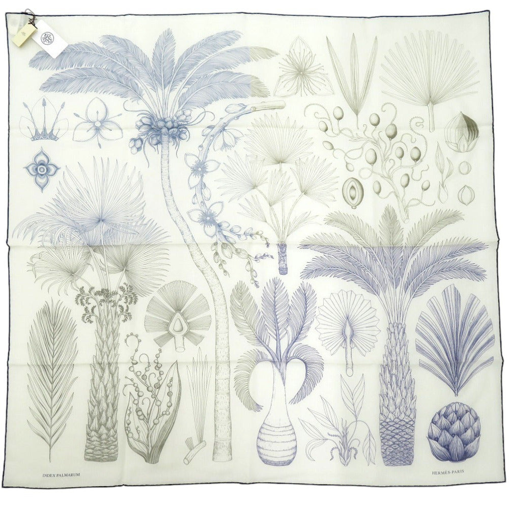 未使用品 エルメス カレ90 ヤシの目録 INDEX PALMARUMU スカーフ カシミヤ BLANK 1415【中古】HERMES