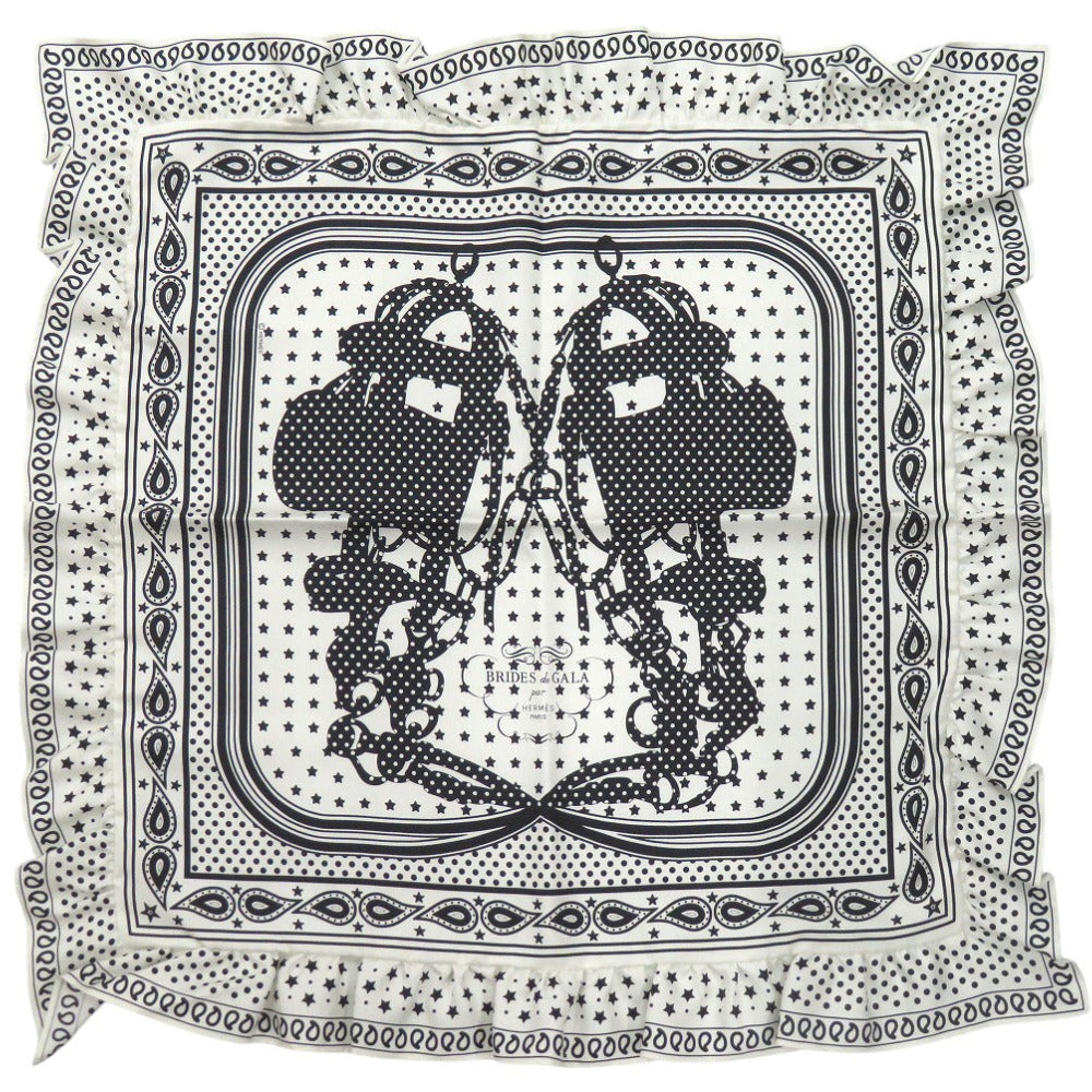 未使用品 エルメス カレ70 ブリッド ドゥ ガラ バンダナ Brides de Gala ドット フリル シルク BLANK 1416【中古】HERMES