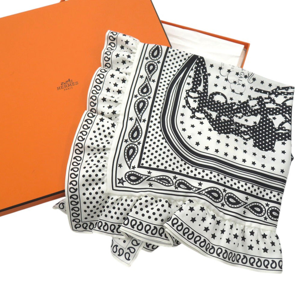未使用品 エルメス カレ70 ブリッド ドゥ ガラ バンダナ Brides de Gala ドット フリル シルク BLANK 1416【中古】HERMES
