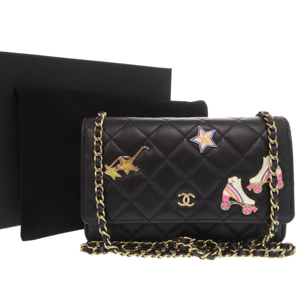 未使用 シャネル クラシック ラムスキン ブラック チェーンウォレット AP0250 ランダムシリアル ココマーク ゴールドチェーン ショルダーバッグ 黒 1419 【中古】 CHANEL