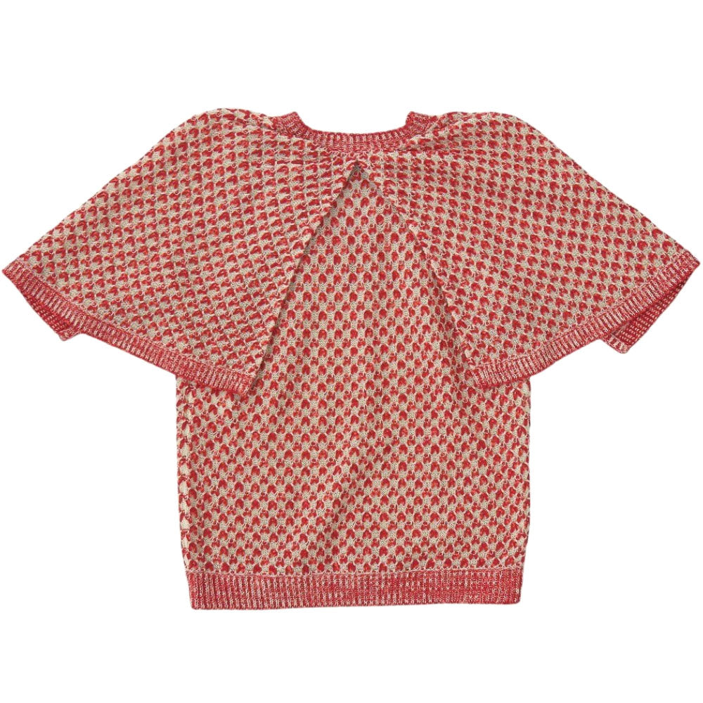 シャネル クルーズラインニット Vネック P56232K07352 シルク/コットン レッド 赤 1430【中古】CHANEL