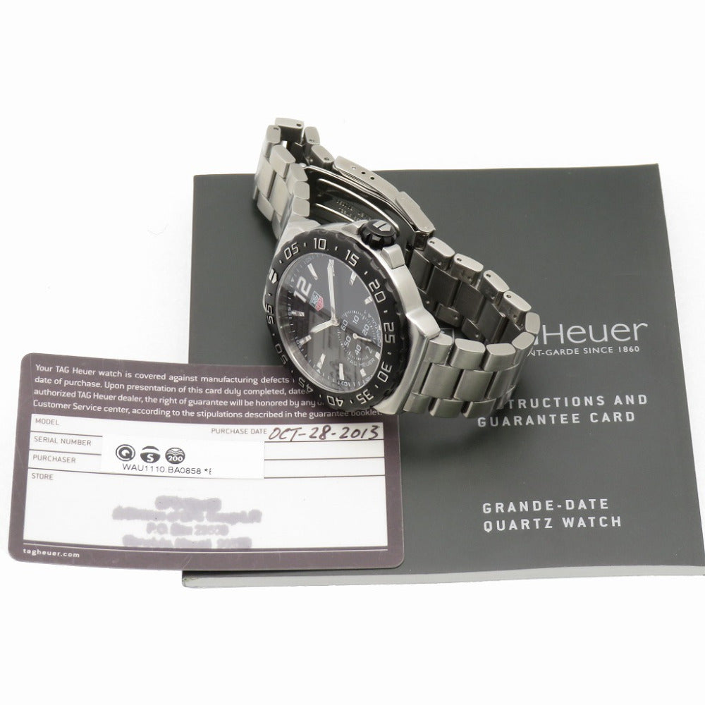 美品 タグホイヤー フォーミュラ1 デイト WAU1110.BA0858 クオーツ 腕時計 SS ブラック 黒文字盤 1443【中古】TAG HEUER メンズ