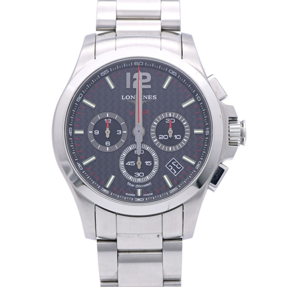 美品 ロンジン コンクエスト V.H.P L3.717.4.66.6 クオーツ 腕時計 SS グレー 1443【中古】LONGINES メンズ