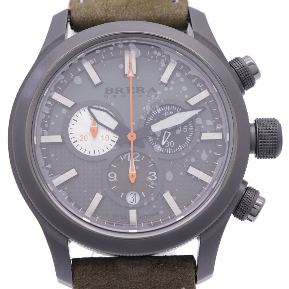 未使用 ブレラ オロロジ エテルノ クロノ BRET3C4304 クオーツ 腕時計 SS/レザー グレー文字盤 1446【中古】BRERA OROLOGI メンズ