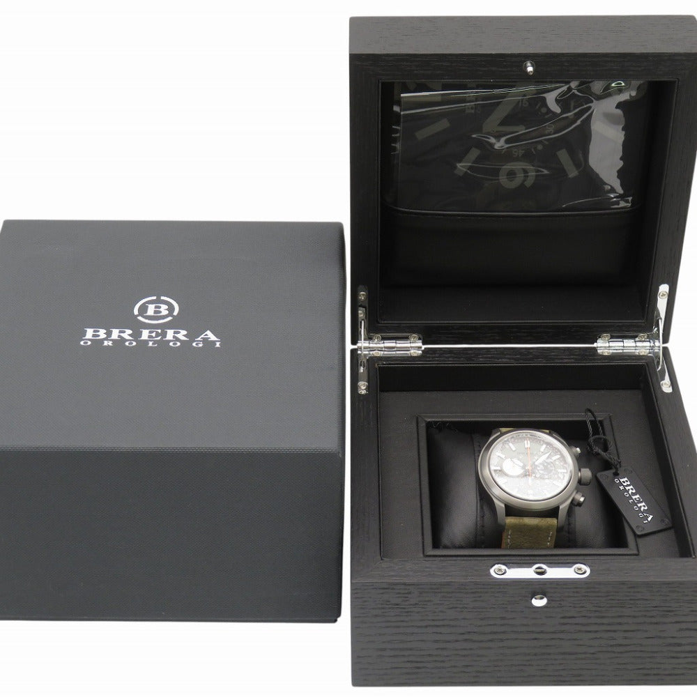 未使用 ブレラ オロロジ エテルノ クロノ BRET3C4304 クオーツ 腕時計 SS/レザー グレー文字盤 1446【中古】BRERA OROLOGI メンズ