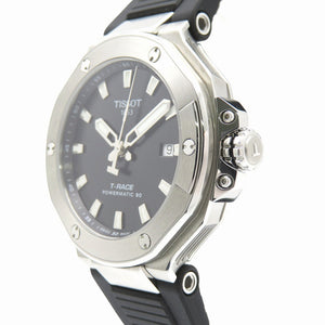 新品同様 ティソ T-レース パワーマティック80 T141.807.17.051.00 自動巻き 腕時計 SS ブラック 黒文字盤 1451【中古】TISSOT メンズ