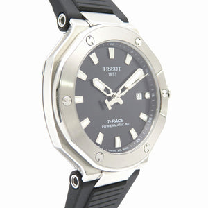新品同様 ティソ T-レース パワーマティック80 T141.807.17.051.00 自動巻き 腕時計 SS ブラック 黒文字盤 1451【中古】TISSOT メンズ