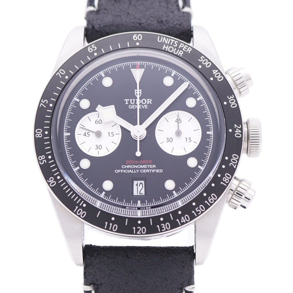 美品 チューダー ブラックベイ クロノ ヘリテージ 79360N 自動巻き 腕時計 SS/レザー ブラック 黒文字盤 1452【中古】Tudor チュードル メンズ