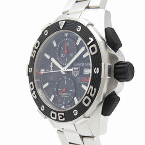 美品 タグホイヤー アクアレーサー キャリバー16 クロノグラフ アメリカズカップ TEAM USA CAJ2111.BA0872 自動巻き 腕時計 SS ブラック 黒文字盤 1453【中古】TAG HEUER メンズ