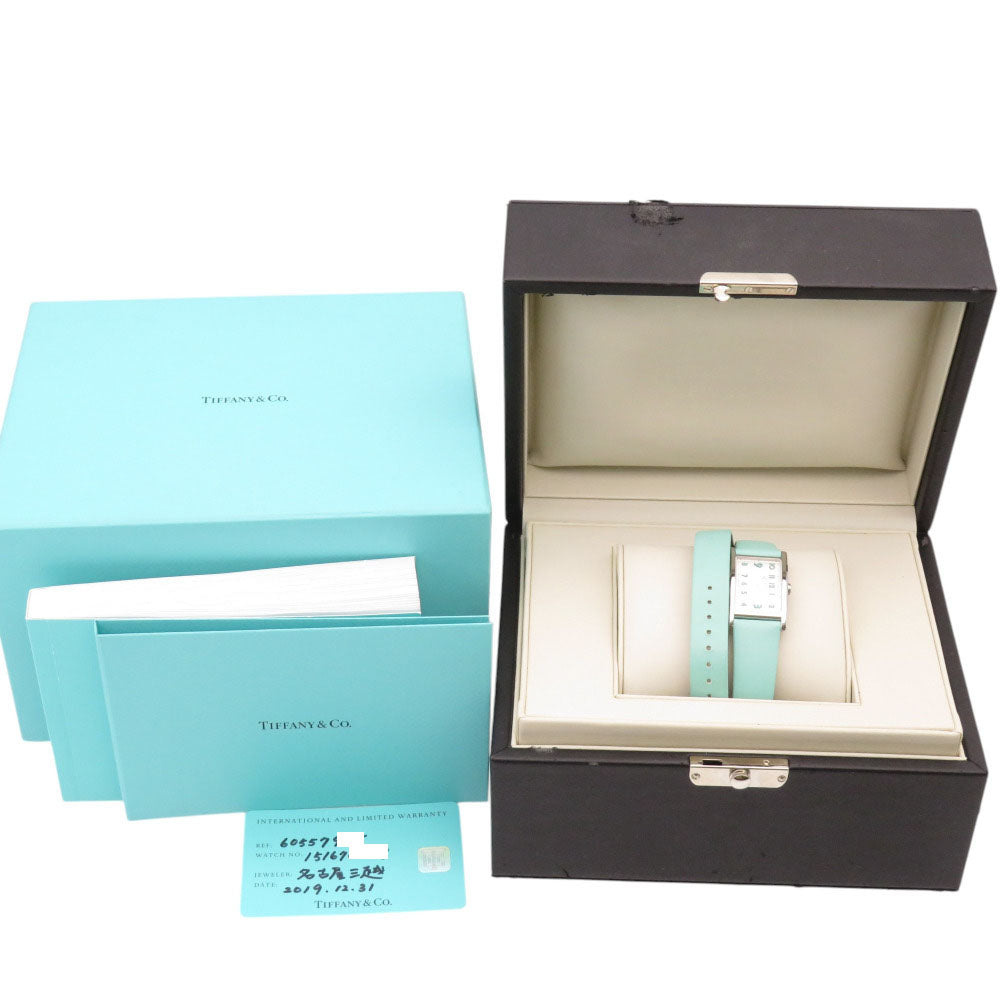 ティファニー クオーツ イーストウエスト 60557985 腕時計 ステンレススチール/レザー シルバー 1456【中古】TIFFANY&Co. レディース