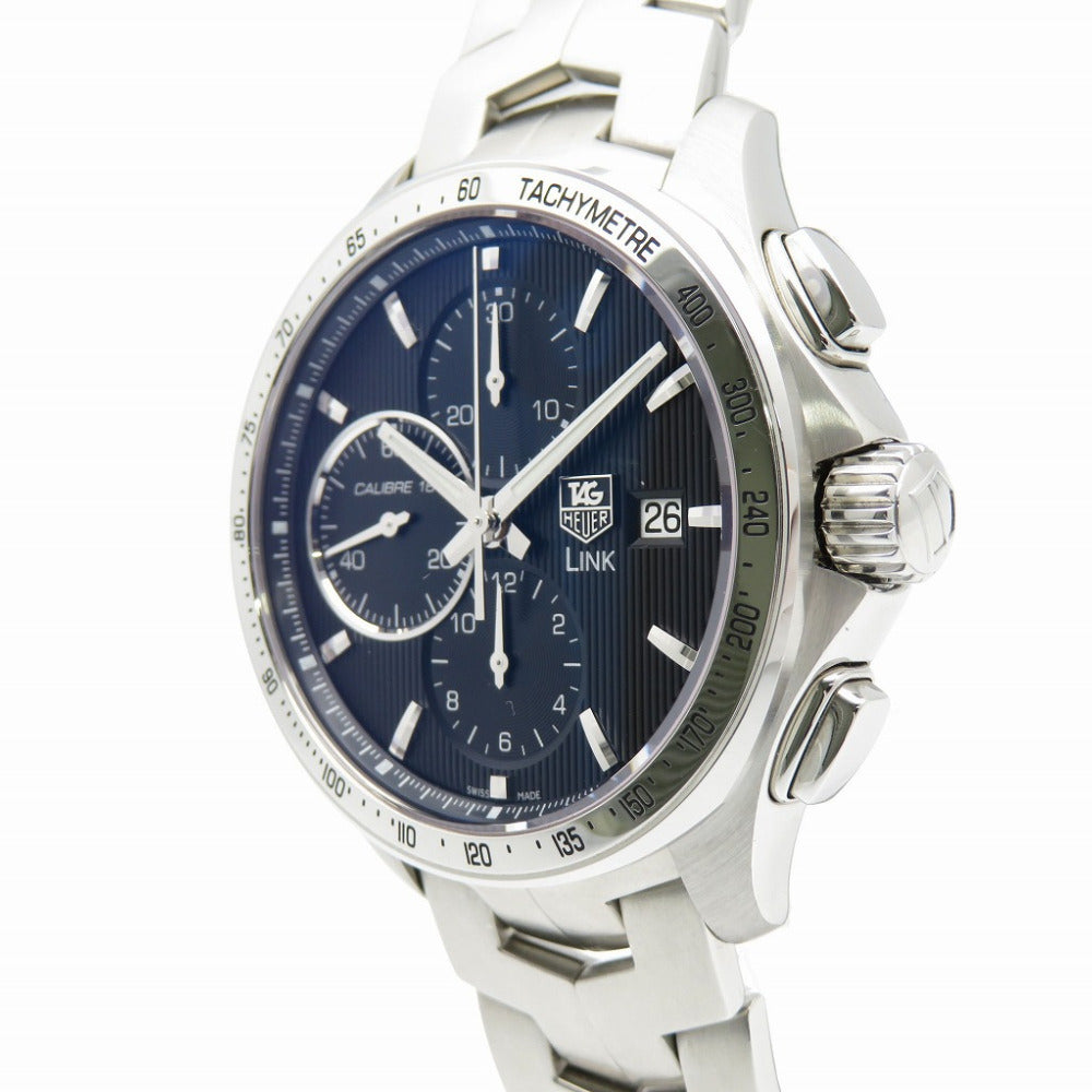 美品 タグホイヤー リンク キャリパー16 クロノグラフ CAT2010 自動巻き 腕時計 SS ブラック 黒文字盤 1459【中古】TAG HEUER メンズ