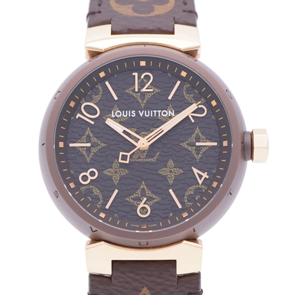 新品同様 ルイヴィトン タンブール GM モノグラム K18PG QA139 クオーツ 腕時計 750 ピンクゴールド LV 1461【中古】LOUIS VUITTON メンズ