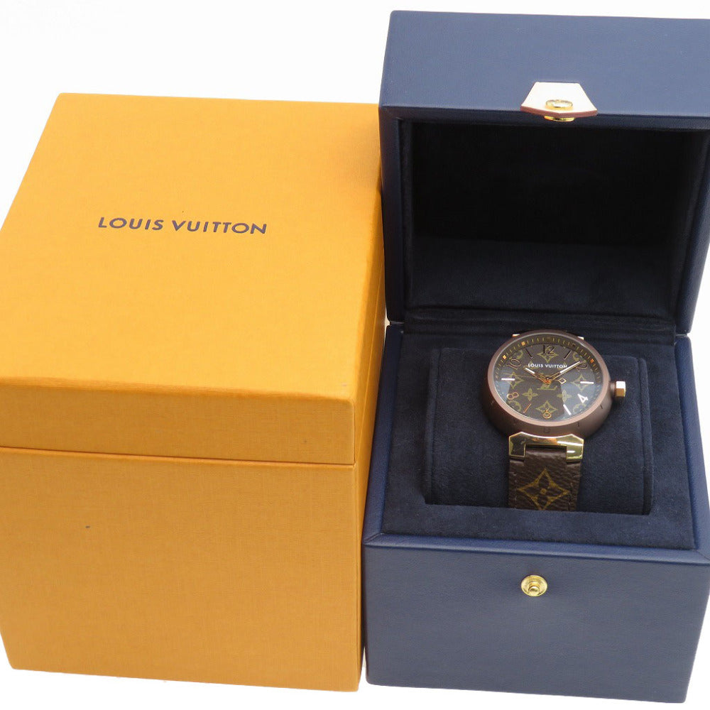 新品同様 ルイヴィトン タンブール GM モノグラム K18PG QA139 クオーツ 腕時計 750 ピンクゴールド LV 1461【中古】LOUIS VUITTON メンズ