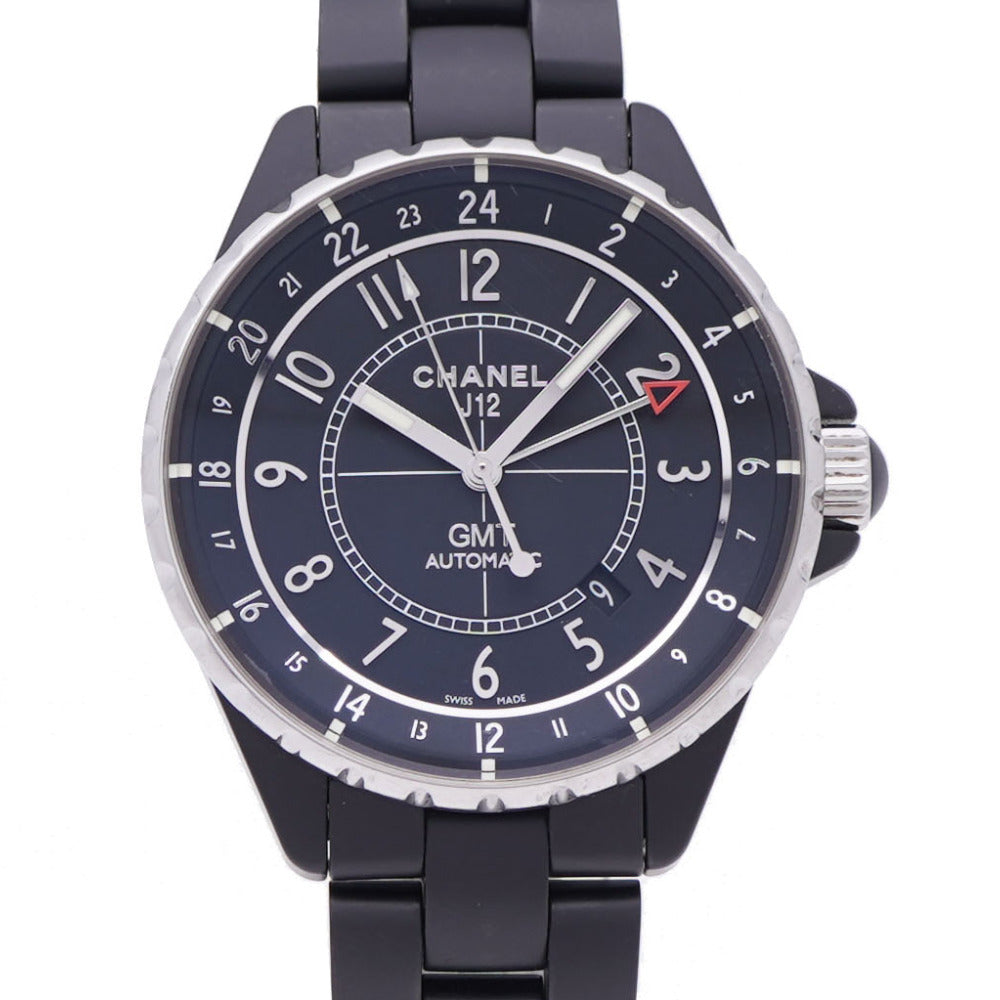 シャネル J12 GMT H3101 自動巻き 腕時計 マットセラミック/ステンレススチール ブラック 黒文字盤 1463【中古】CHANEL メンズ