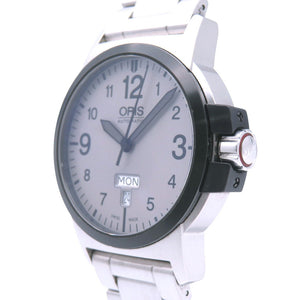 美品 オリス アドバンスド デイデイト 裏スケ 01.735.7641 自動巻き 腕時計 ステンレススチール グレー 1464【中古】ORIS メンズ