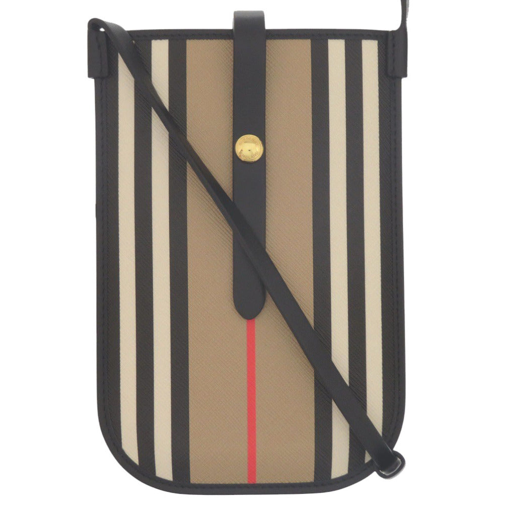 新品同様 バーバリー ノバチェック フォンホルダー PVC/レザー ブラウン ショルダーバッグ 茶 1506【中古】BURBERRY