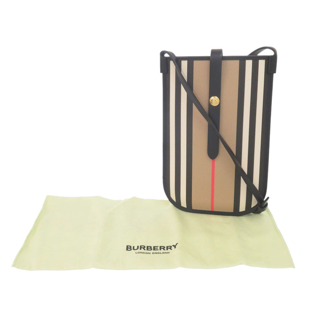 新品同様 バーバリー ノバチェック フォンホルダー PVC/レザー ブラウン ショルダーバッグ 茶 1506【中古】BURBERRY