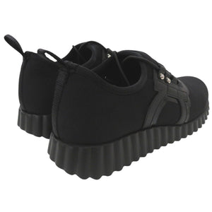 未使用品 サルヴァトーレフェラガモ レースアップ ガンチーニ スニーカー REBEKKA 0736724 ファブリック レザー NERO 1515【中古】Salvatore Ferragamo