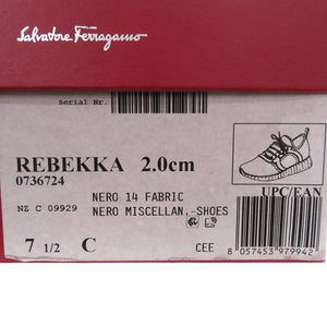 未使用品 サルヴァトーレフェラガモ レースアップ ガンチーニ スニーカー REBEKKA 0736724 ファブリック レザー NERO 1515【中古】Salvatore Ferragamo