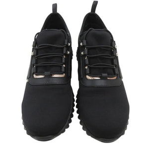 未使用品 サルヴァトーレフェラガモ レースアップ ガンチーニ スニーカー REBEKKA 0736724 ファブリック レザー NERO 1515【中古】Salvatore Ferragamo