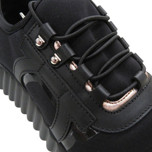 未使用品 サルヴァトーレフェラガモ レースアップ ガンチーニ スニーカー REBEKKA 0736724 ファブリック レザー NERO 1515【中古】Salvatore Ferragamo