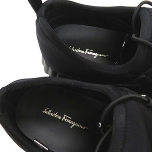 未使用品 サルヴァトーレフェラガモ レースアップ ガンチーニ スニーカー REBEKKA 0736724 ファブリック レザー NERO 1515【中古】Salvatore Ferragamo