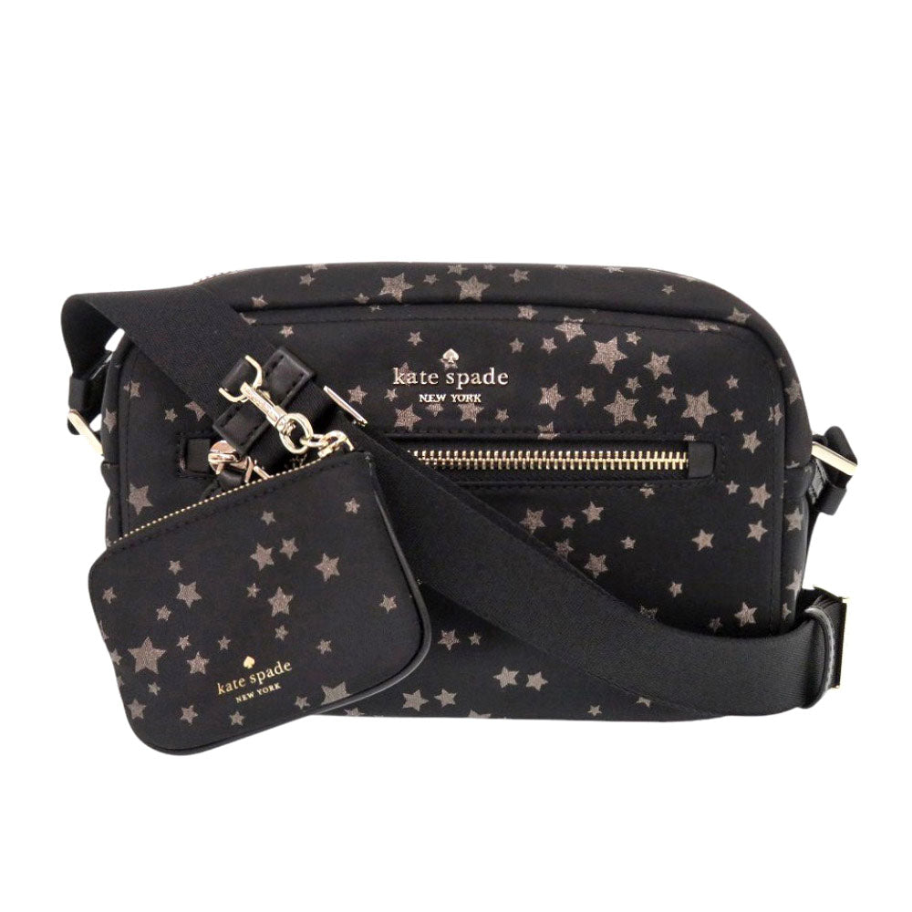 未使用 ケイトスペード 星柄 ポーチ付き ナイロン ブラック ショルダーバッグ 黒 1532【中古】Kate Spade