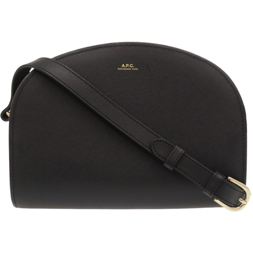新品同様 A.P.C. ハーフムーン レザー ブラック ショルダーバッグ 黒 1538【中古】アーペーセー
