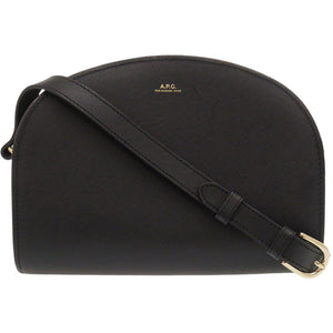 新品同様 A.P.C. ハーフムーン レザー ブラック ショルダーバッグ 黒 1538【中古】アーペーセー