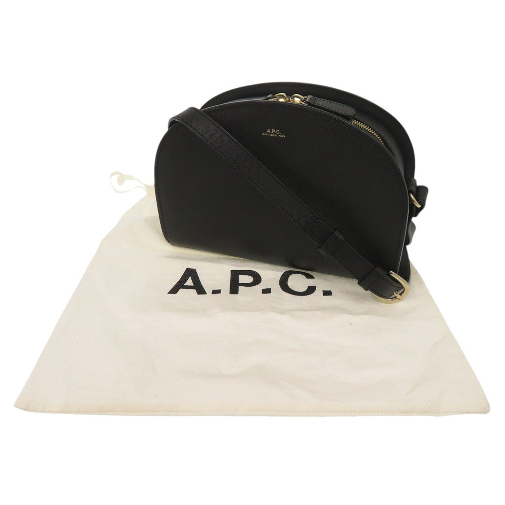 新品同様 A.P.C. ハーフムーン レザー ブラック ショルダーバッグ 黒 1538【中古】アーペーセー