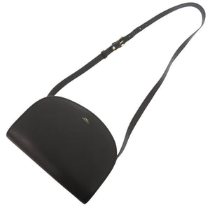 新品同様 A.P.C. ハーフムーン レザー ブラック ショルダーバッグ 黒 1538【中古】アーペーセー