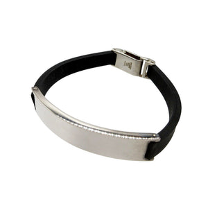 美品 グッチ ID ブレスレット ラバー/シルバー925 ブラック/シルバー 1542【中古】GUCCI
