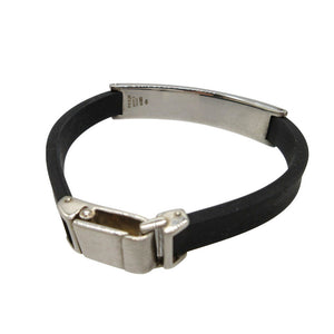 美品 グッチ ID ブレスレット ラバー/シルバー925 ブラック/シルバー 1542【中古】GUCCI