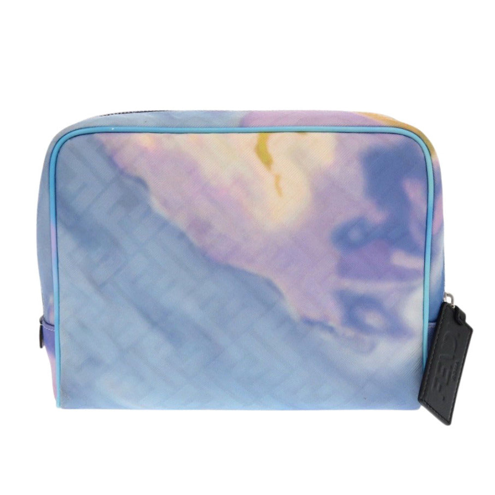 美品 フェンディ ズッカ柄 マーブル FFロゴ ポーチ 7N0116 ファブリック ライトブルー セカンドバッグ 青 1543【中古】FENDI