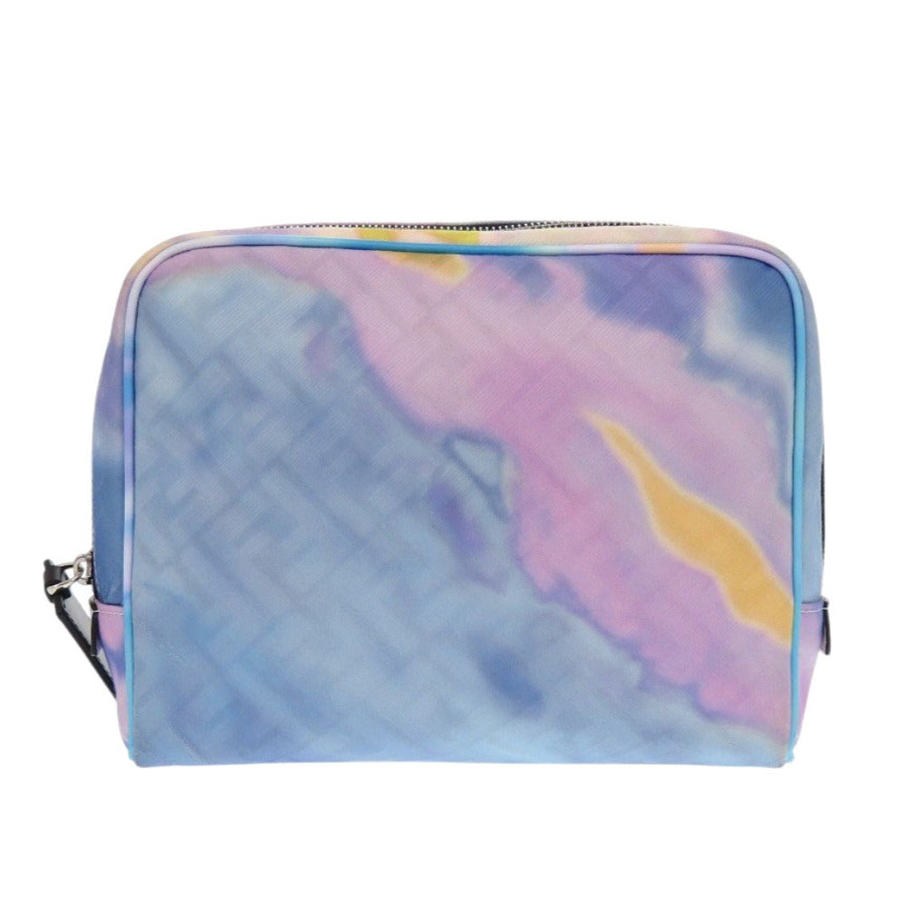 美品 フェンディ ズッカ柄 マーブル FFロゴ ポーチ 7N0116 ファブリック ライトブルー セカンドバッグ 青 1543【中古】FENDI