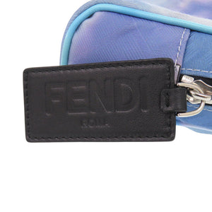 美品 フェンディ ズッカ柄 マーブル FFロゴ ポーチ 7N0116 ファブリック ライトブルー セカンドバッグ 青 1543【中古】FENDI