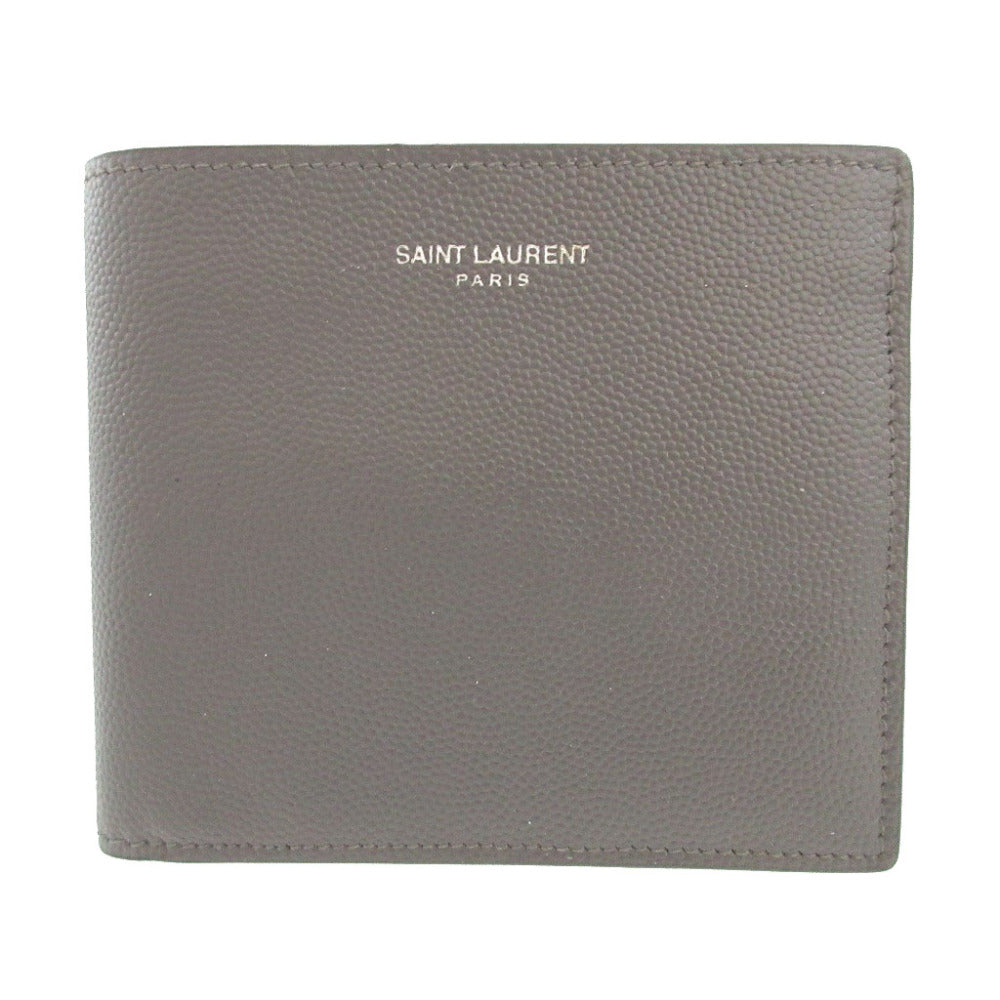 美品 サンローランパリ 396303 レザー グレー 2つ折り財布 財布 1552【中古】SAINT LAURENT PARIS
