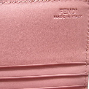 新品同様 フェンディ 8M0251 コンチネンタルウォレット モンスター レザー ピンク 2つ折り長財布 財布 1555【中古】FENDI