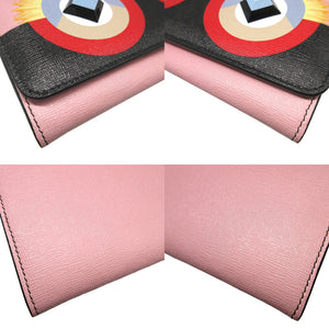 新品同様 フェンディ 8M0251 コンチネンタルウォレット モンスター レザー ピンク 2つ折り長財布 財布 1555【中古】FENDI